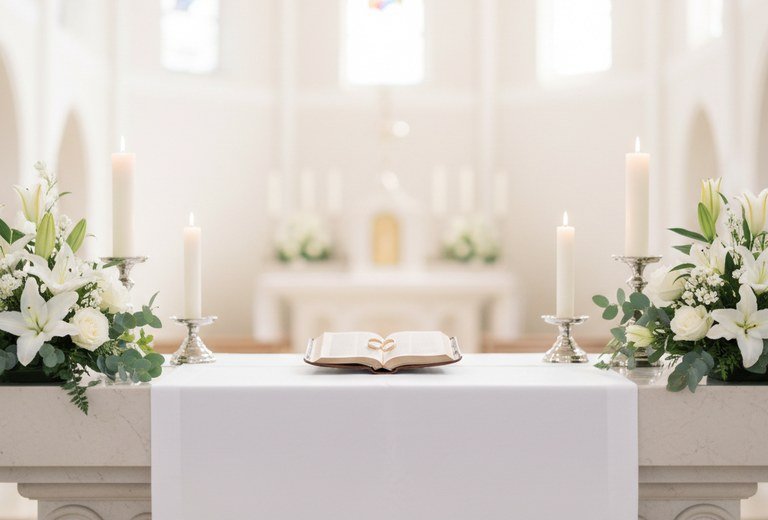 Alianças sobre o missal no altar
